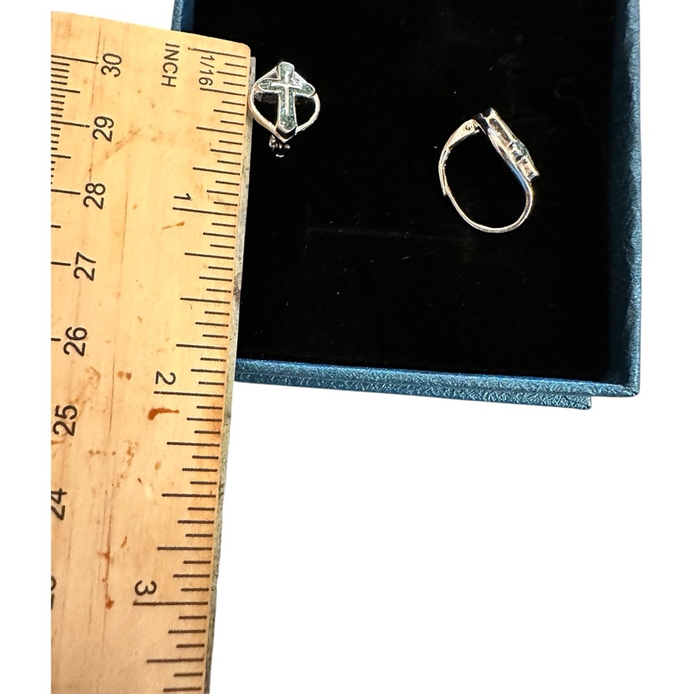 Sterling Silver Cross Hoop Earrings CUOKA 925 Leverback Minimalist Religious - Picture 8 of 8